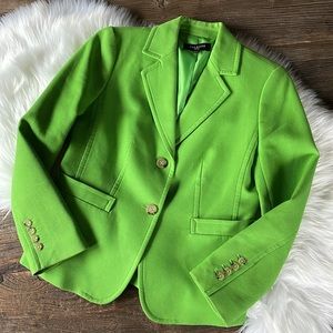 Talbots structured emerald green ribbed cotton blazer EUC size 6P
